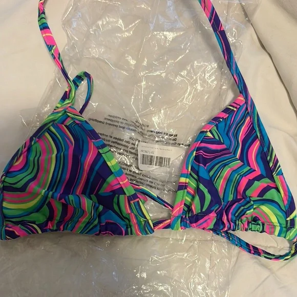 iHeartRaves Blue and Pink Swirl Bikini Set - Picture 2 of 4